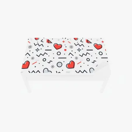 Table & desk veneer playful heart pattern on white background • Wallissimo®