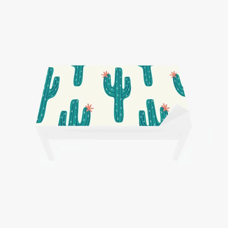 Table & desk veneer playful turquoise cactus pattern