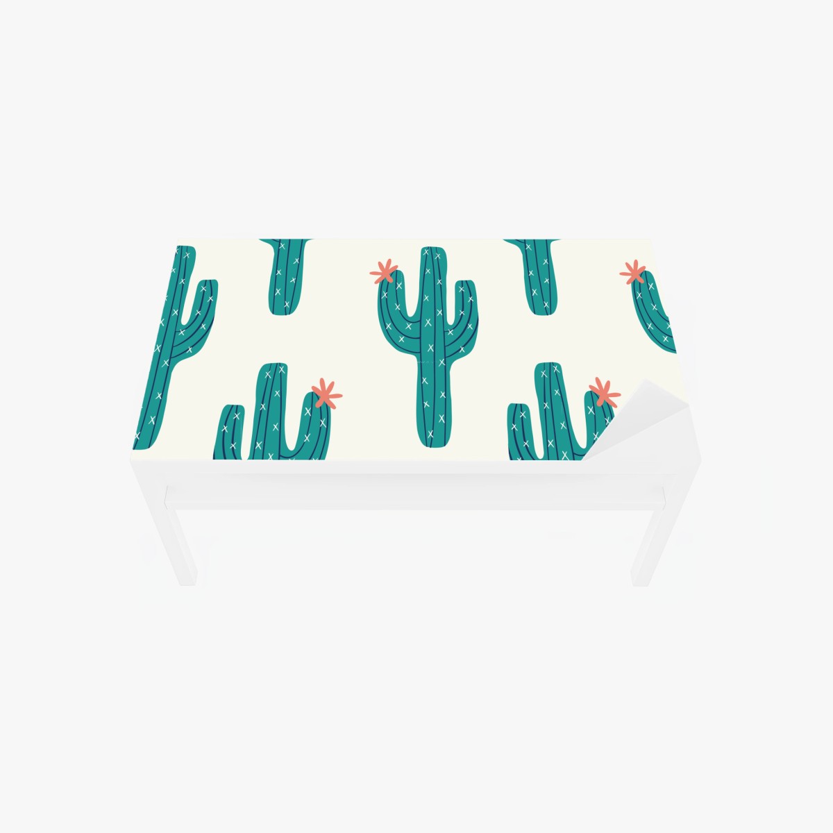Table & desk veneer playful turquoise cactus pattern • Wallissimo® Table & desk veneer playful turquoise cactus pattern • Wallissimo®