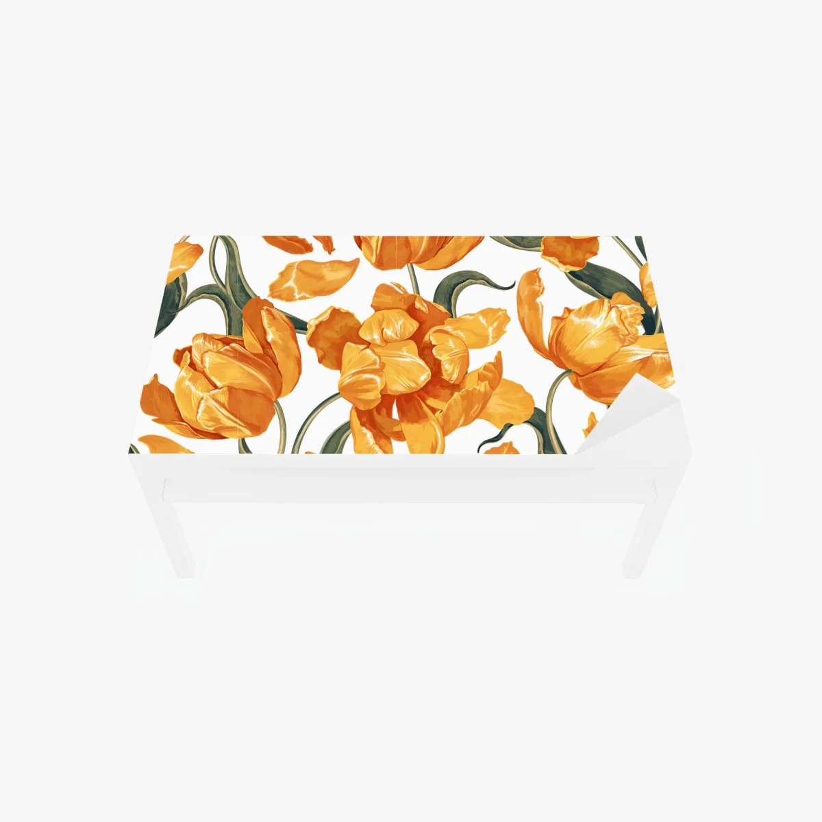 Table & desk veneer vibrant orange tulip pattern • Wallissimo® Table & desk veneer vibrant orange tulip pattern • Wallissimo®