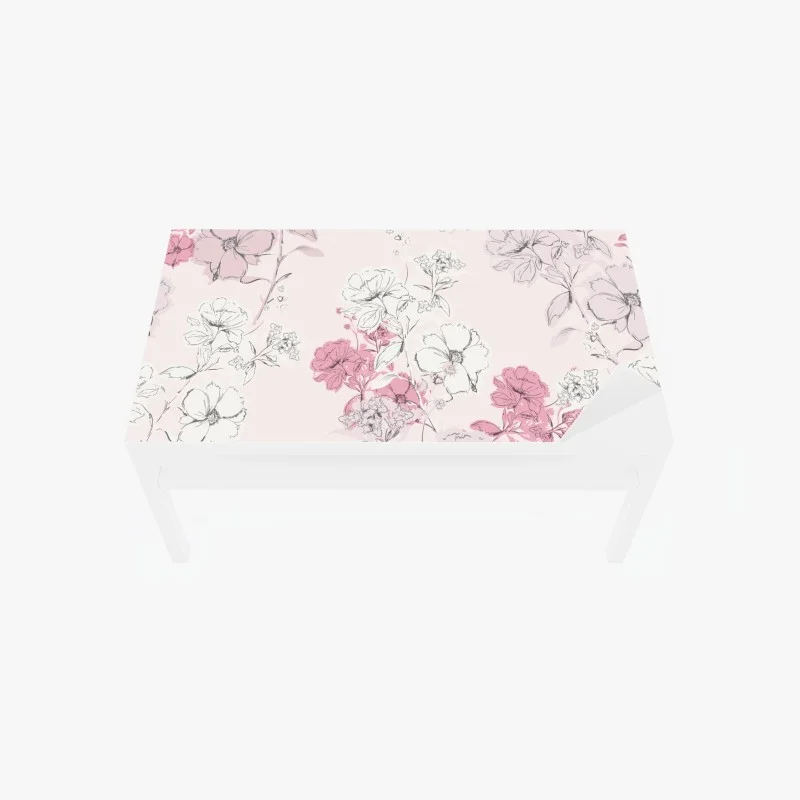 Table & desk veneer soft pink floral pattern
