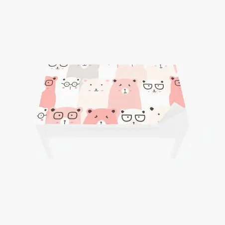 Table & desk veneer pastel bear pattern nursery art • Wallissimo®