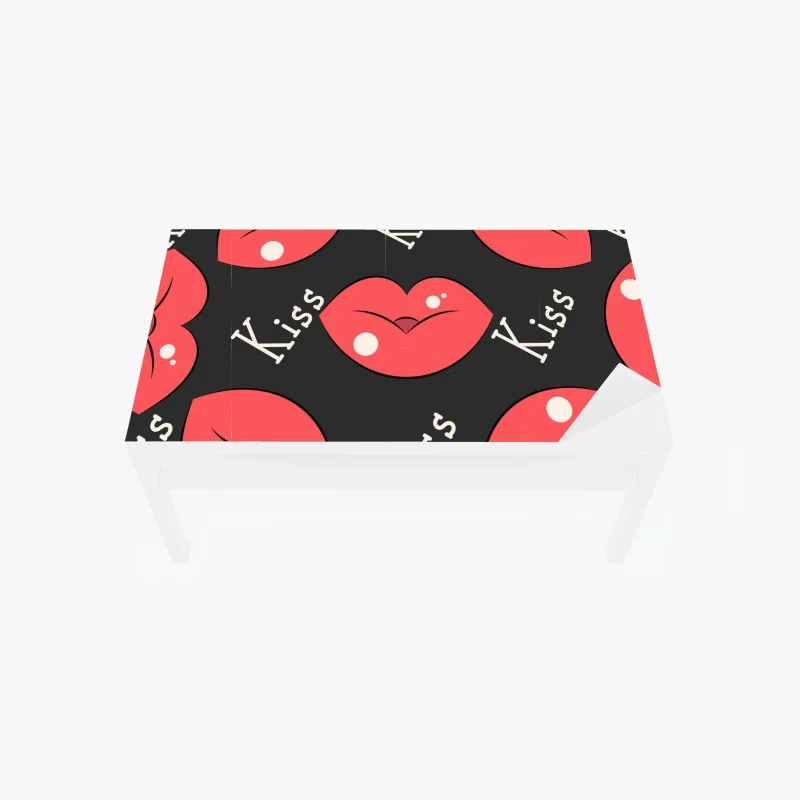 Table & desk veneer playful pink lips pattern