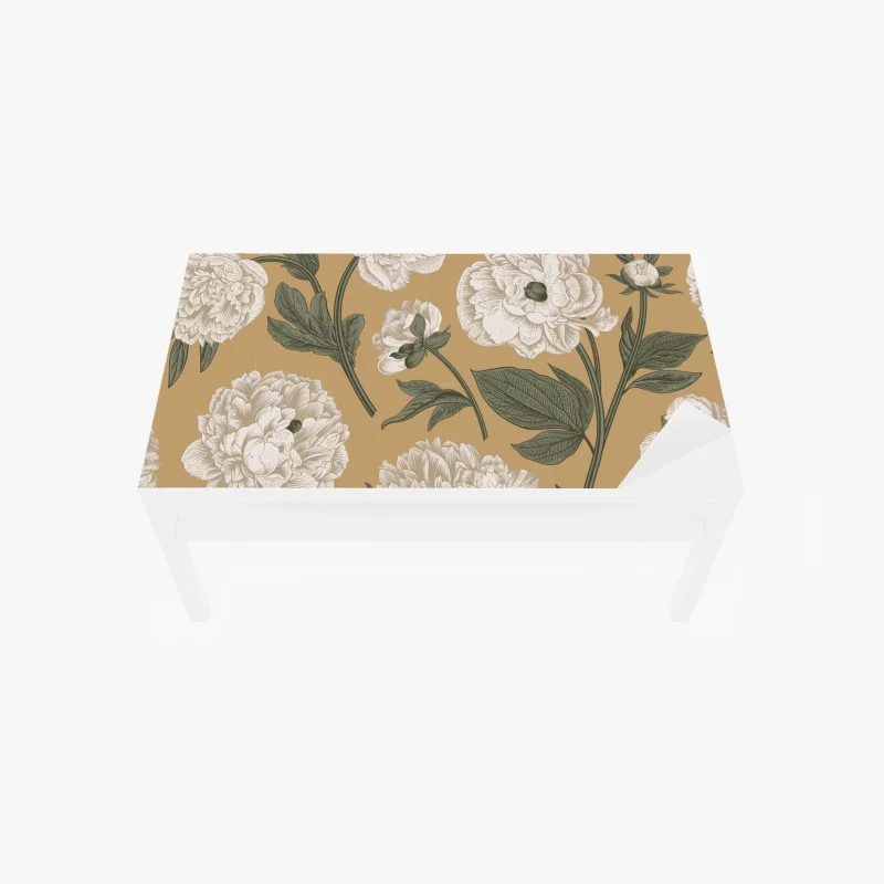 Table & desk veneer vintage peony botanical pattern