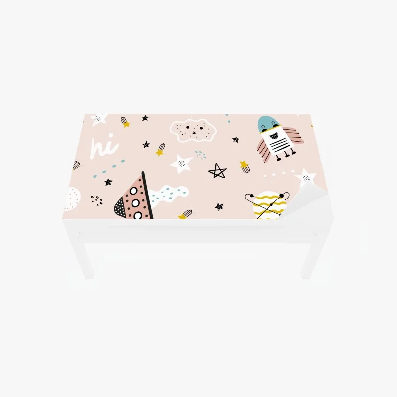 Table & desk veneer playful pastel space pattern for kids