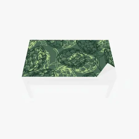 Table & desk veneer green hop cone botanical pattern • Wallissimo®