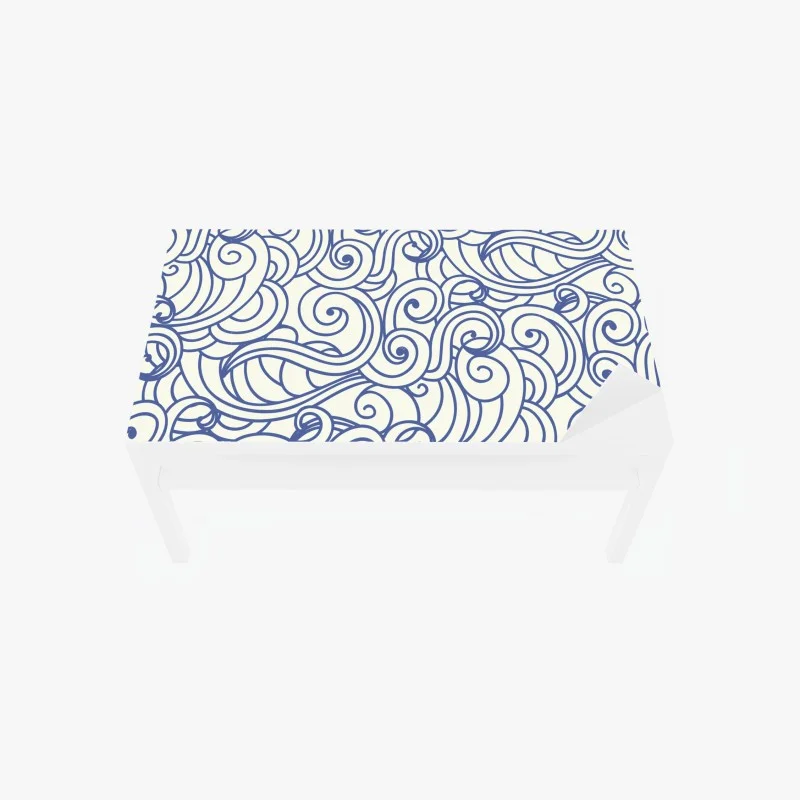 Table & desk veneer blue swirl seamless pattern