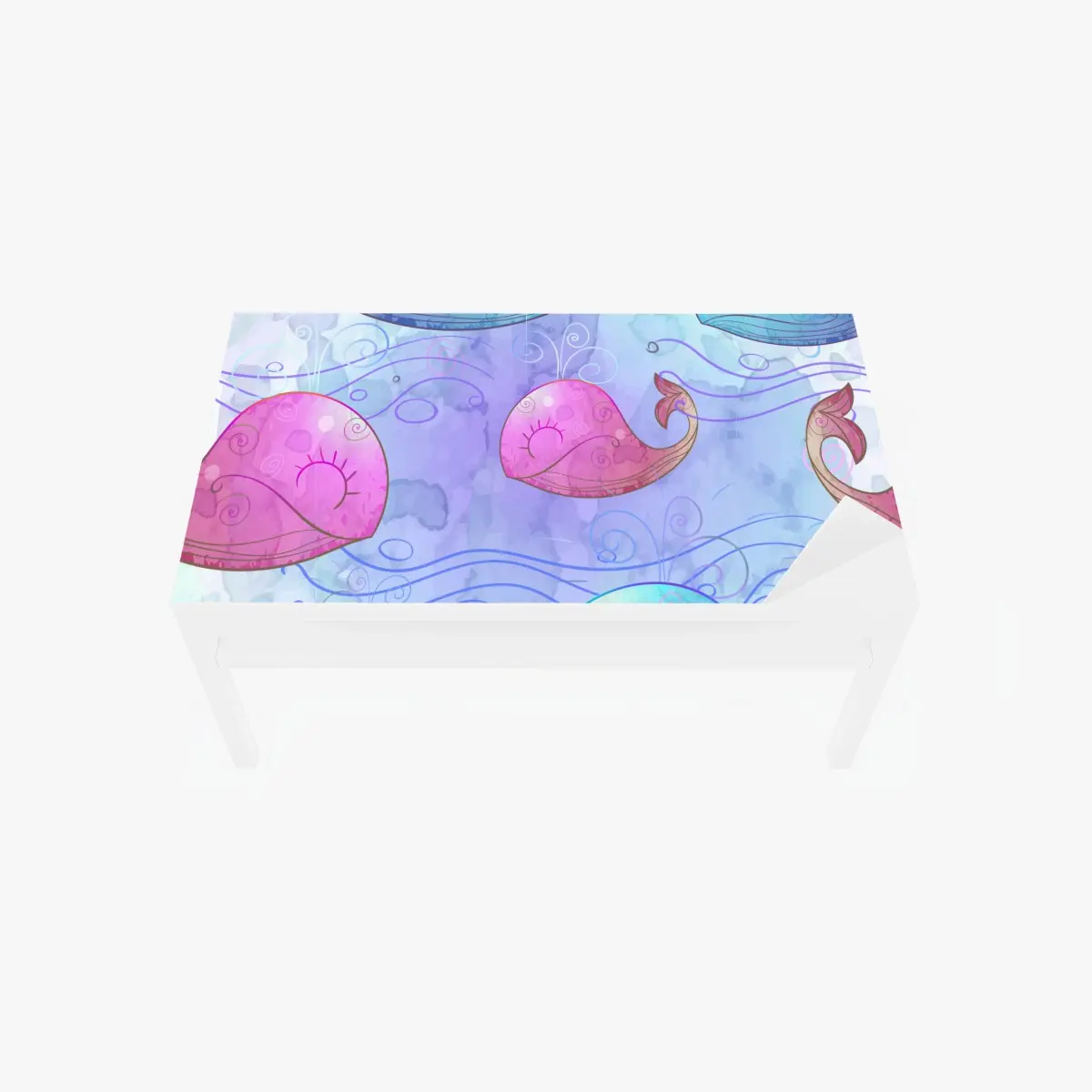 Table & desk veneer watercolor whale dream pattern • Wallissimo® Table & desk veneer watercolor whale dream pattern • Wallissimo®