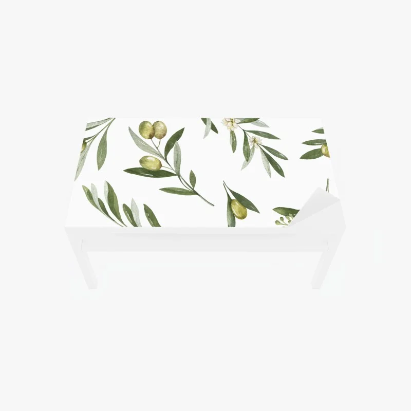 Table & desk veneer olive branch watercolor pattern