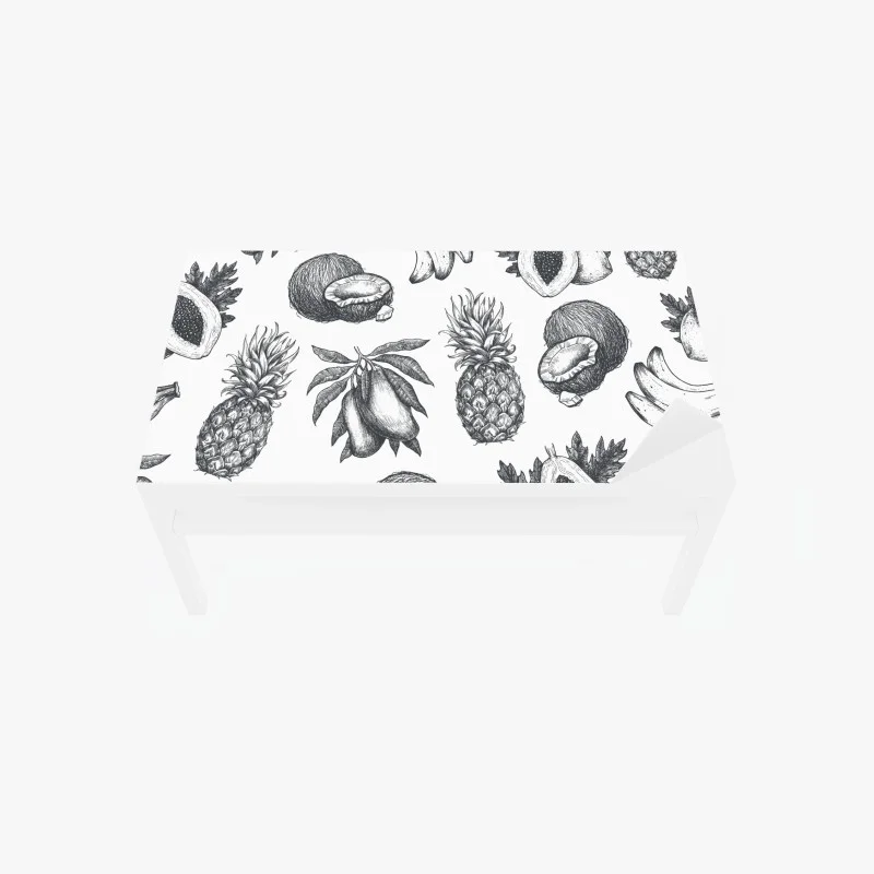 Table & desk veneer hand drawn tropical fruit pattern