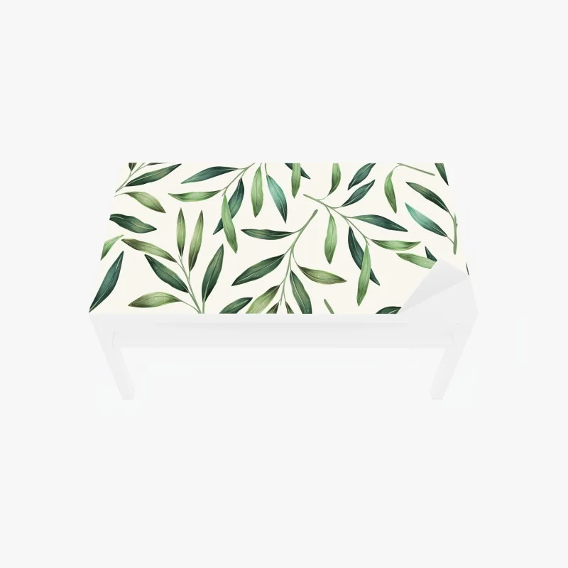 Table & desk veneer green watercolor foliage pattern