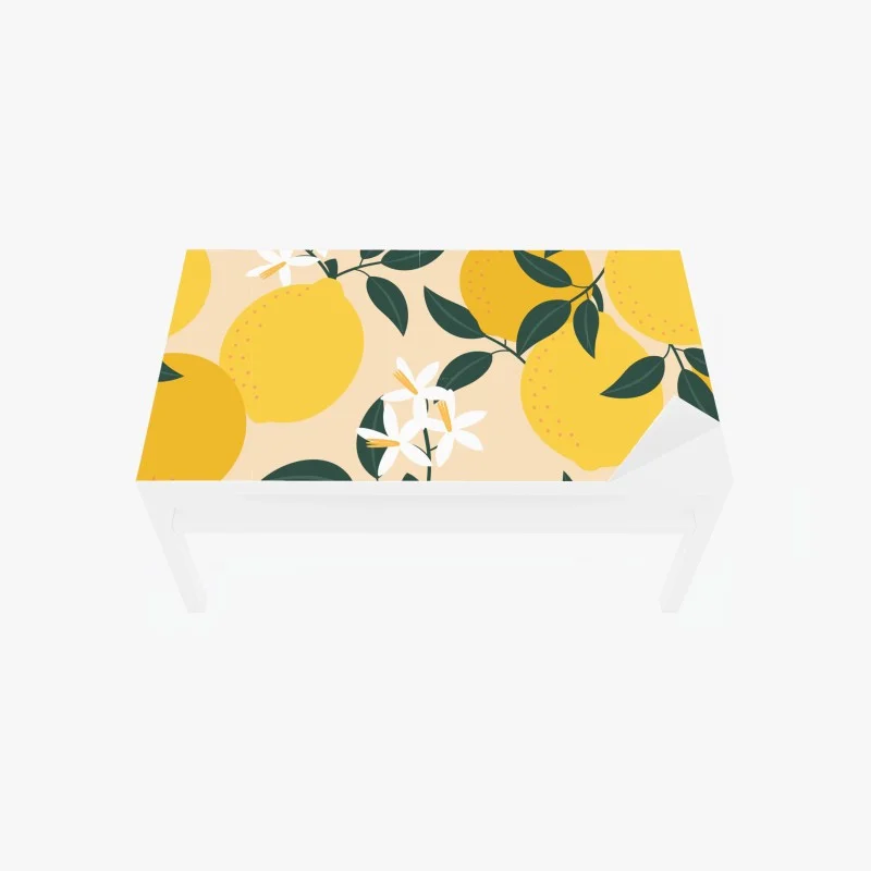 Table & desk veneer bright lemon botanical pattern