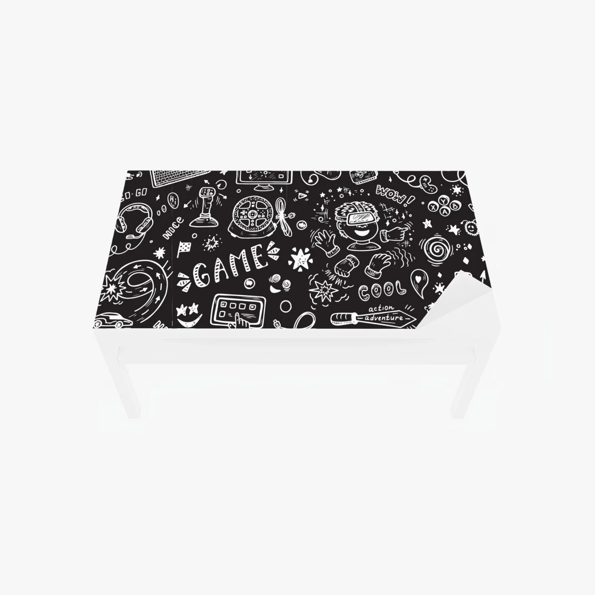 Table & desk veneer hand-drawn gaming pattern • Wallissimo® Table & desk veneer hand-drawn gaming pattern • Wallissimo®
