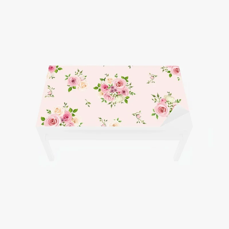 Table & desk veneer delicate pink rose bouquet pattern