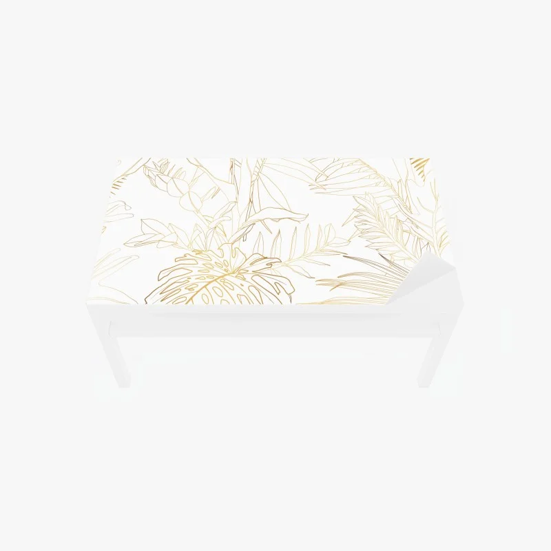 Table & desk veneer gold tropical leaves line art
