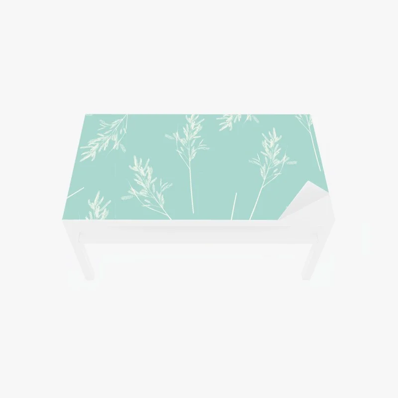 Table & desk veneer delicate turquoise botanical pattern