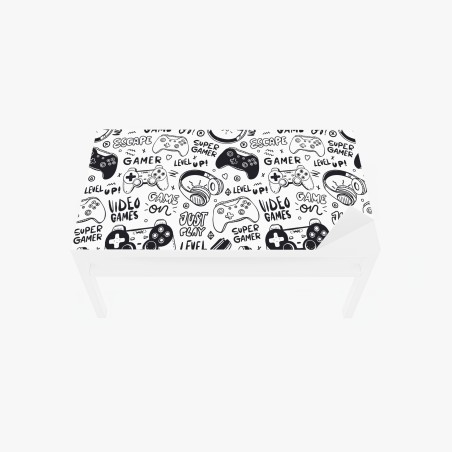 Table & desk veneer gaming doodle pattern with controllers • Wallissimo®