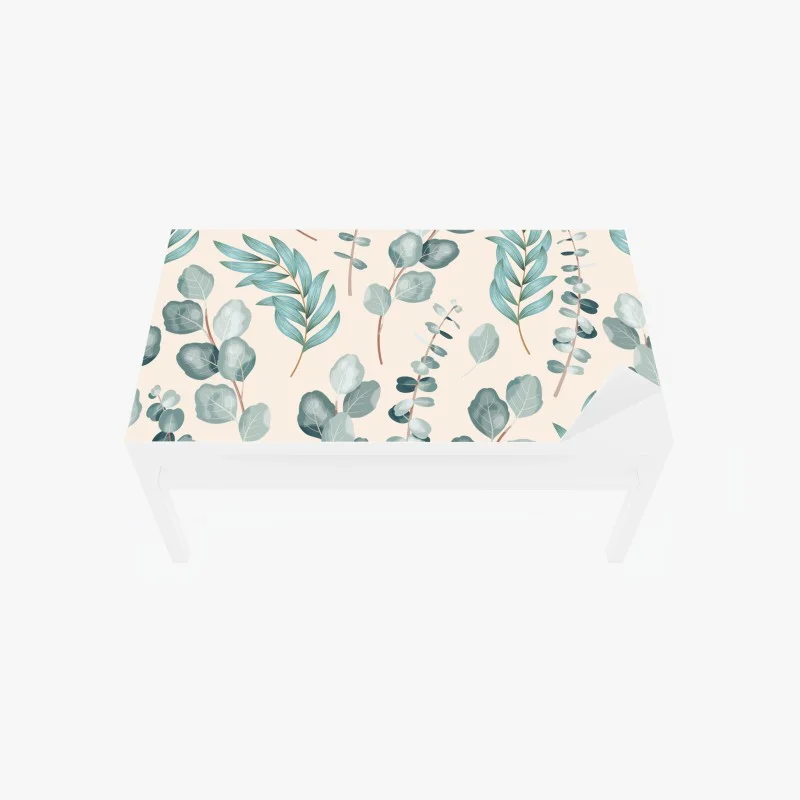Table & desk veneer pastel eucalyptus leaf pattern