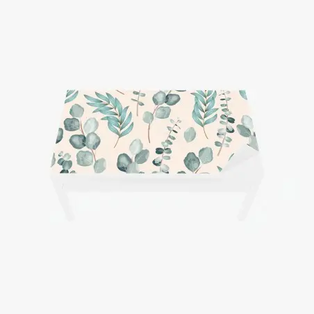 Table & desk veneer pastel eucalyptus leaf pattern • Wallissimo®