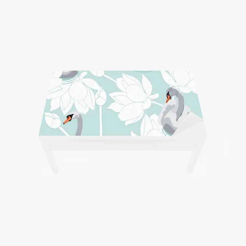 Table & desk veneer serene swans and lotus pattern