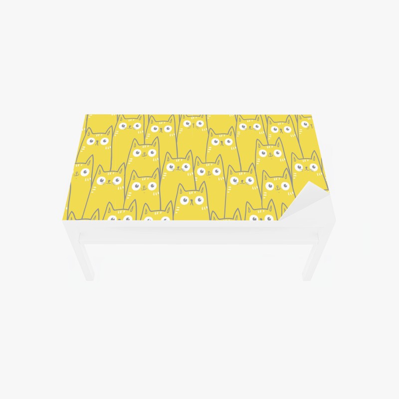 Table & desk veneer playful yellow cat pattern
