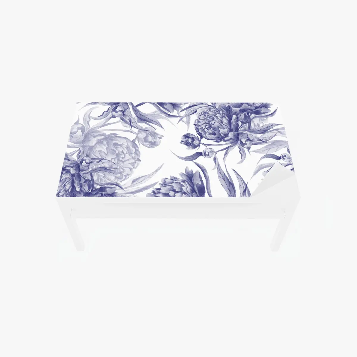 Table & desk veneer blue peony floral pattern • Wallissimo® Table & desk veneer blue peony floral pattern • Wallissimo®