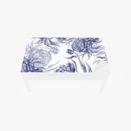 Table & desk veneer blue peony floral pattern • Wallissimo®