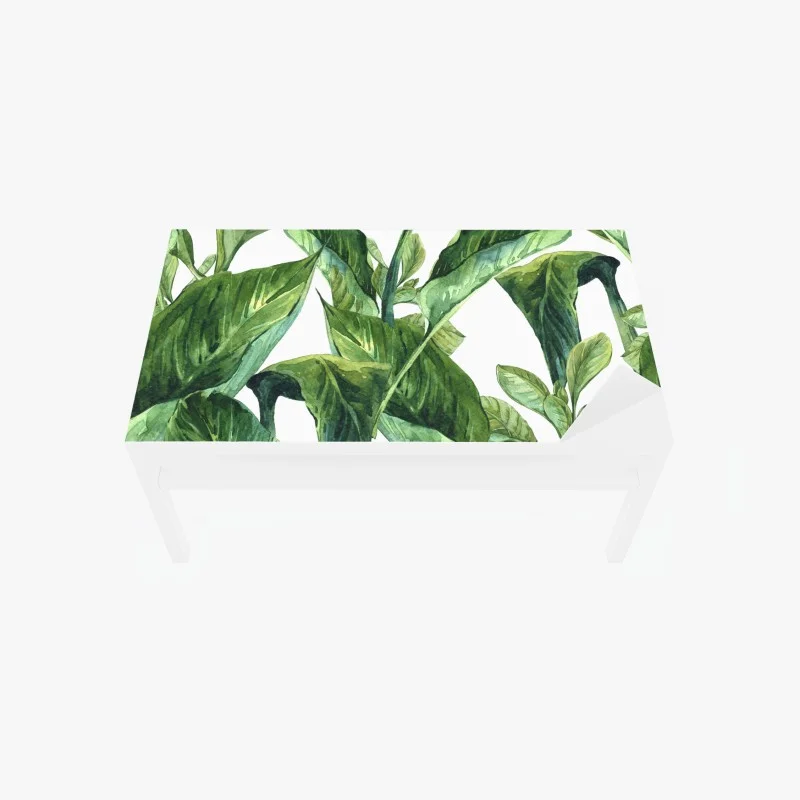 Table & desk veneer lush watercolor tropical leaves pattern