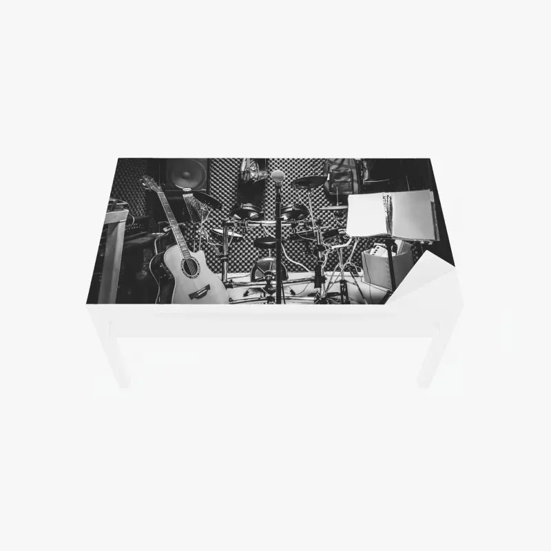 Table & desk veneer monochrome music studio corner