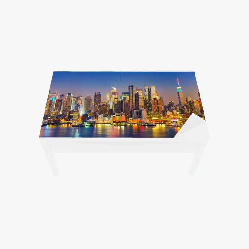 Table & desk veneer Manhattan skyline at dusk