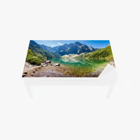 Table & desk veneer tranquil alpine lake panorama • Wallissimo®
