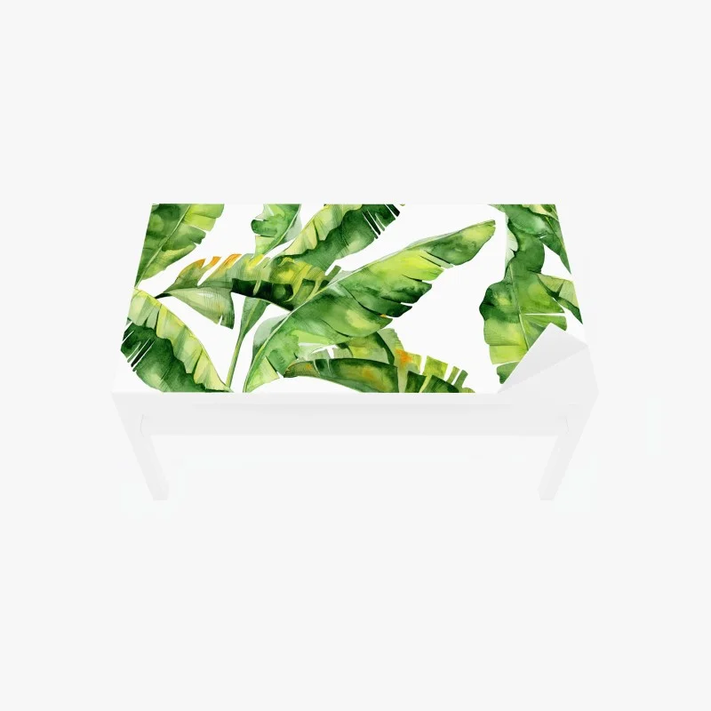 Table & desk veneer tropical banana leaf watercolor pattern