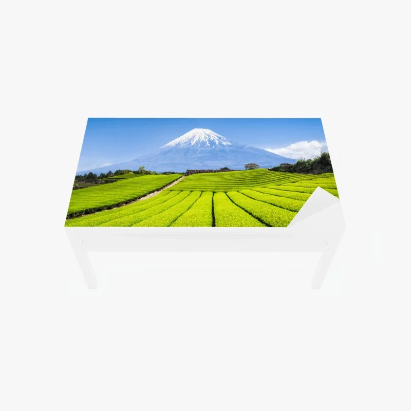 Table & desk veneer lush tea fields beneath Mount Fuji