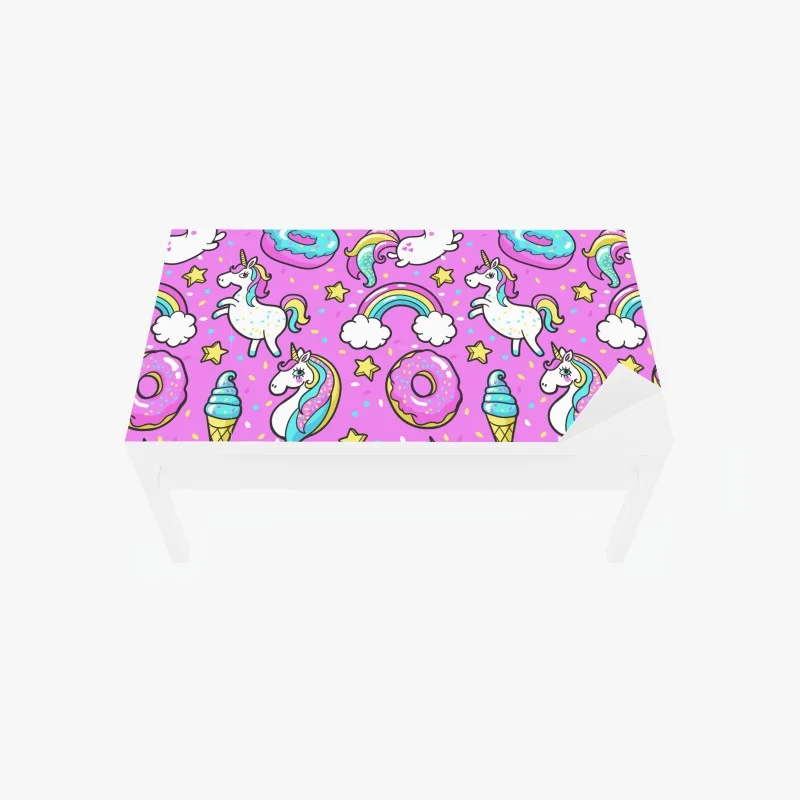 Table & desk veneer pastel unicorns and sweets pattern