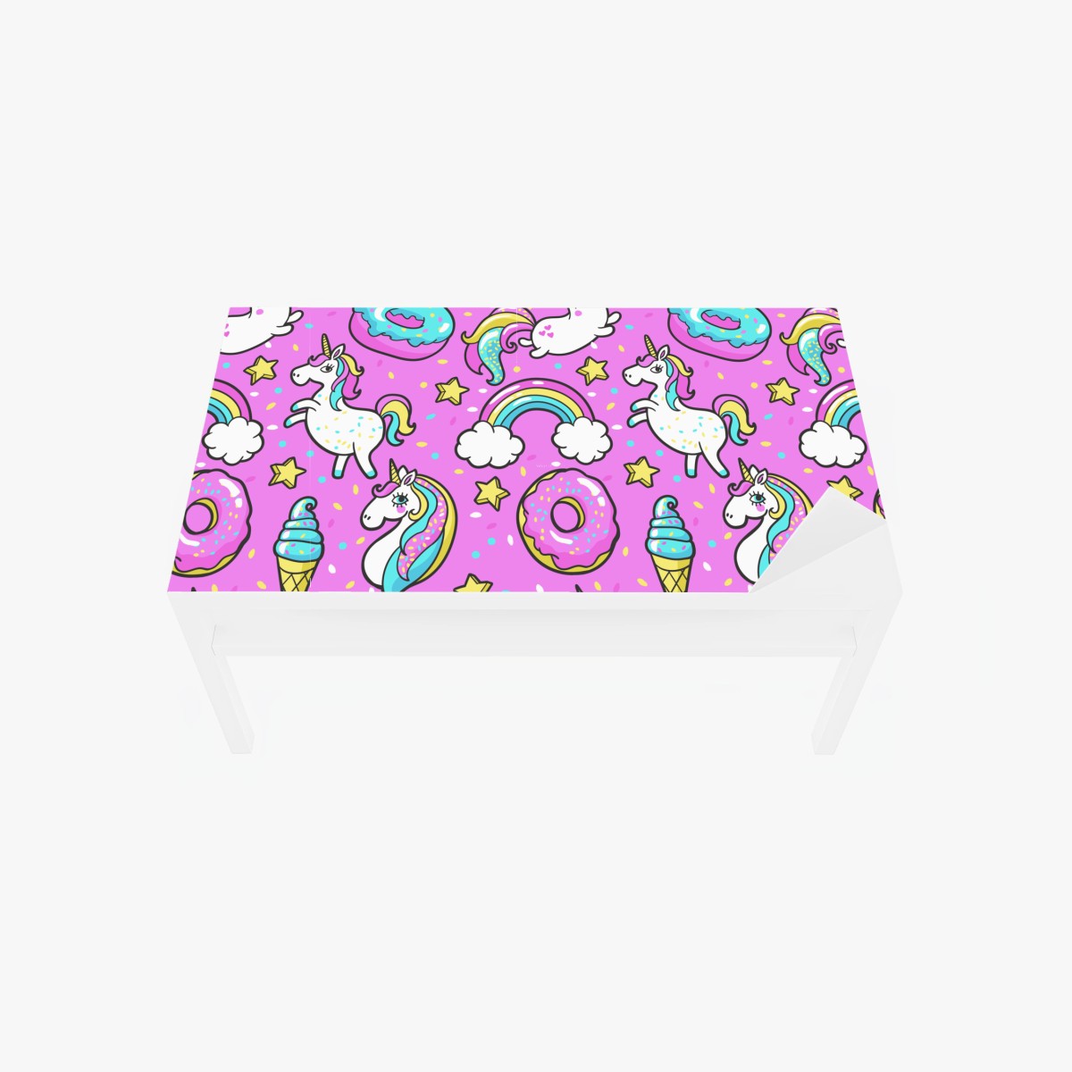 Table & desk veneer pastel unicorns and sweets pattern • Wallissimo® Table & desk veneer pastel unicorns and sweets pattern • Wallissimo®