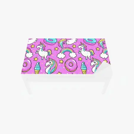 Table & desk veneer pastel unicorns and sweets pattern • Wallissimo®