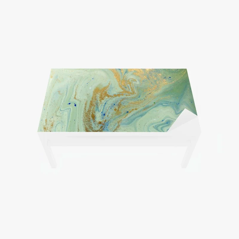 Table & desk veneer turquoise marble with gold veins