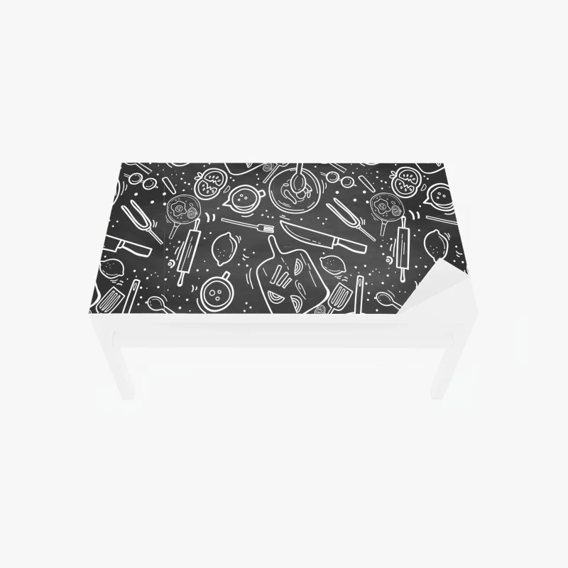 Table & desk veneer kitchen chalkboard doodle pattern