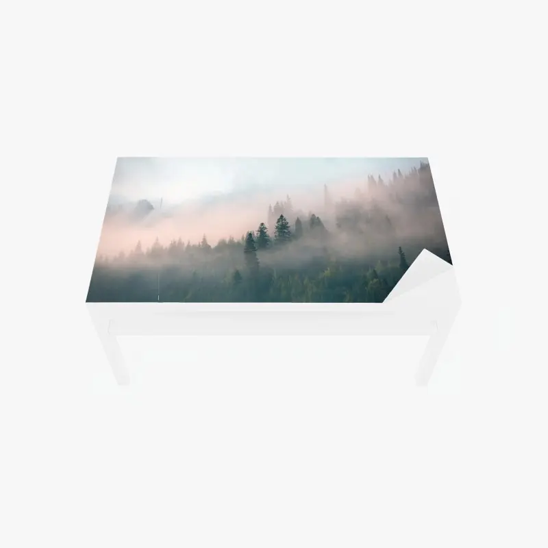 Table & desk veneer soft blue sky with fluffy clouds • Wallissimo®