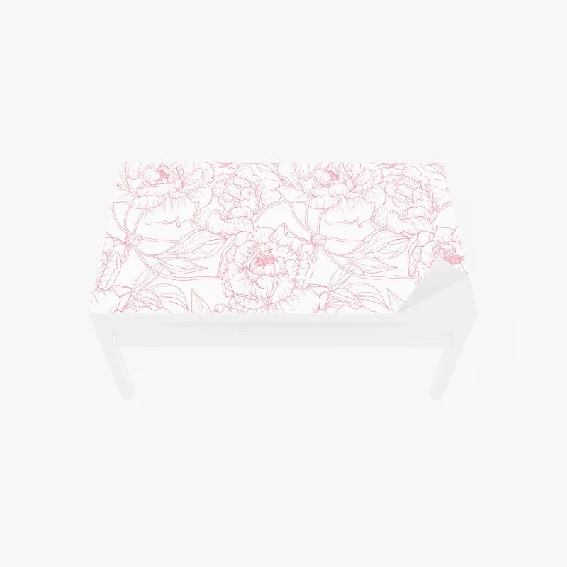 Table & desk veneer delicate pink peony line art pattern