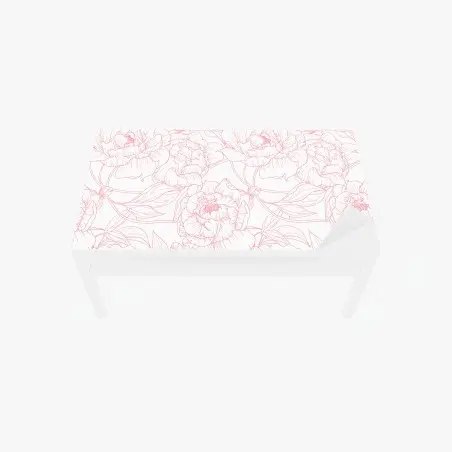 Table & desk veneer delicate pink peony line art pattern • Wallissimo®