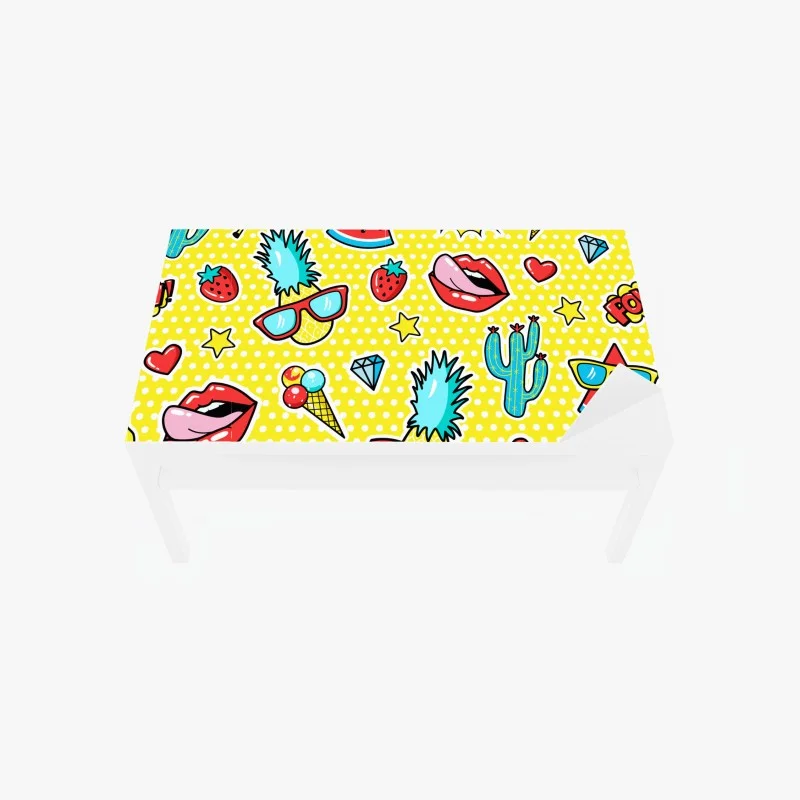 Table & desk veneer bright pop art sticker pattern