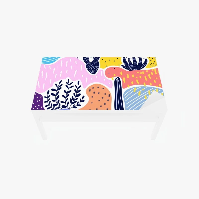 Table & desk veneer playful abstract botanical pattern