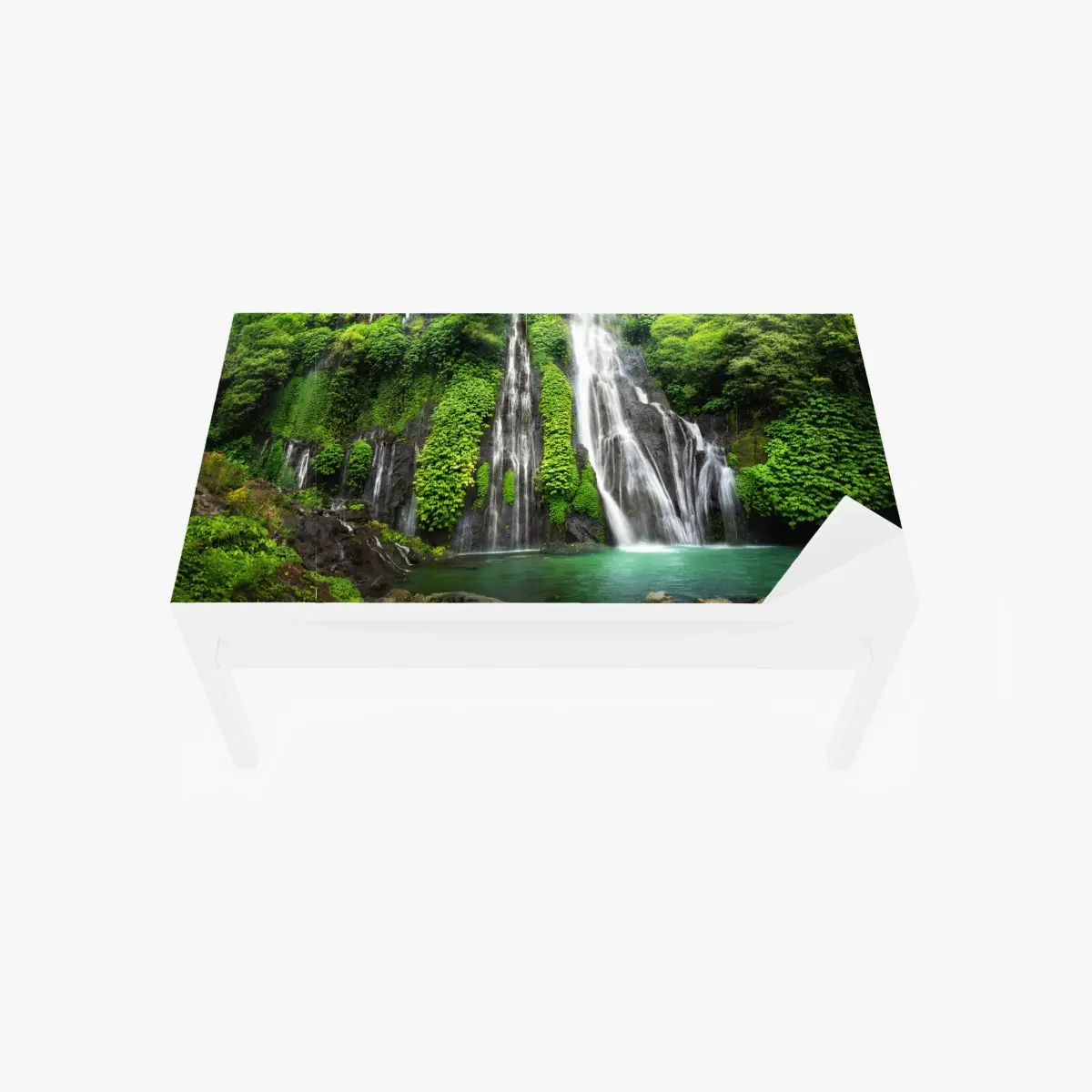 Table & desk veneer serene waterfall in emerald forest • Wallissimo® Table & desk veneer serene waterfall in emerald forest • Wallissimo®