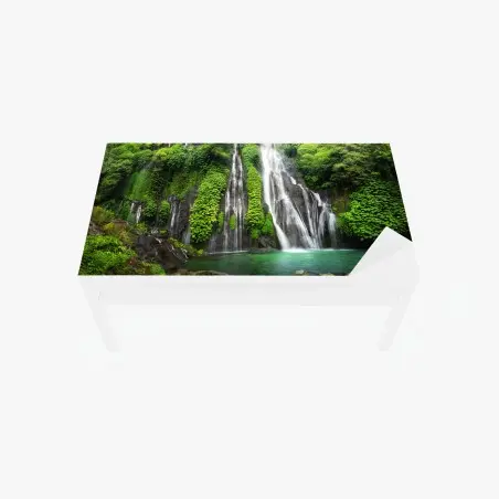 Table & desk veneer serene waterfall in emerald forest • Wallissimo®