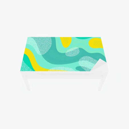 Table & desk veneer turquoise and yellow abstract pattern • Wallissimo®