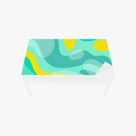 Table & desk veneer turquoise and yellow abstract pattern • Wallissimo®