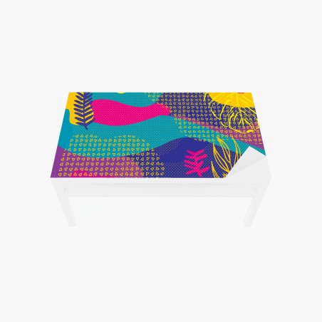 Table & desk veneer vibrant abstract tropical pattern • Wallissimo®