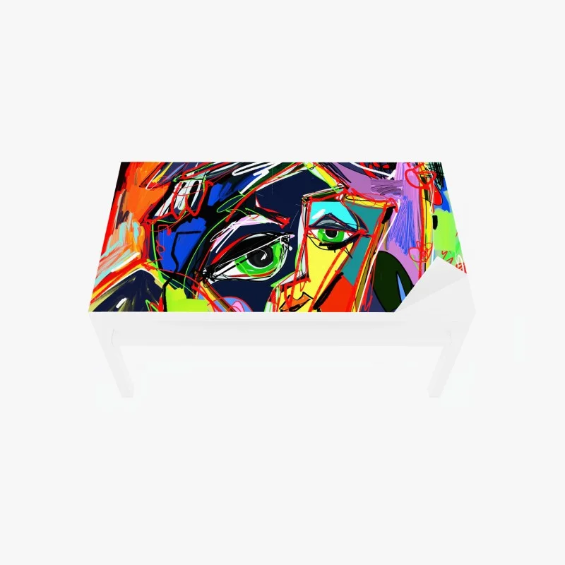 Table & desk veneer vibrant abstract face portrait