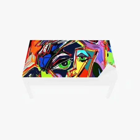 Table & desk veneer vibrant abstract face portrait • Wallissimo®